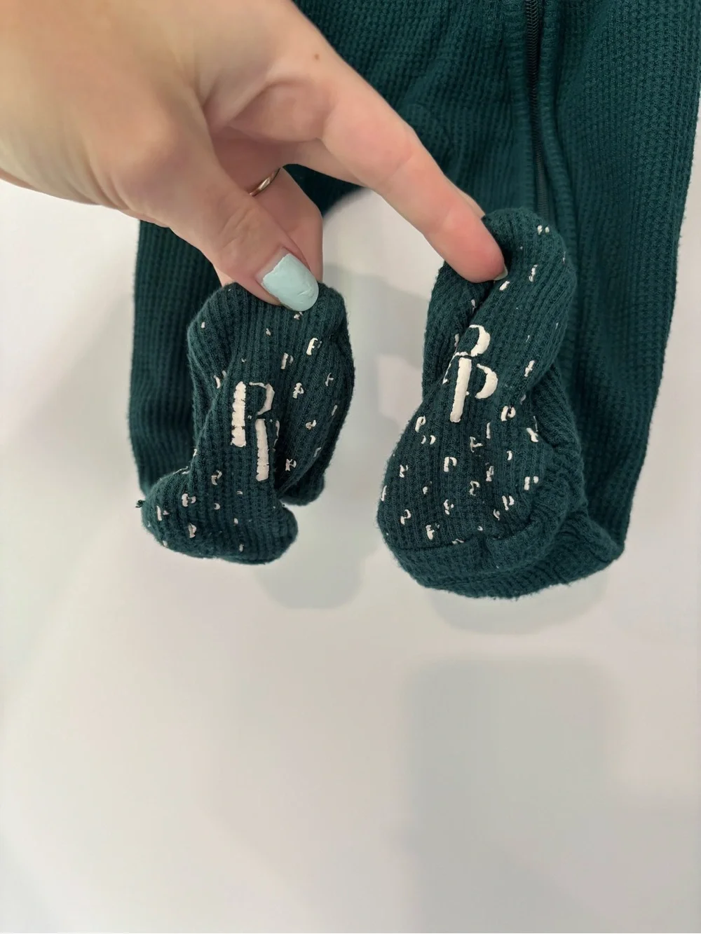 Posh Peanut Emerald Green Waffle Knit Bamboo Footie Pajama 6/9 months